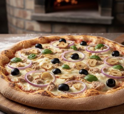 Thunfisch Pizza mit Oliven